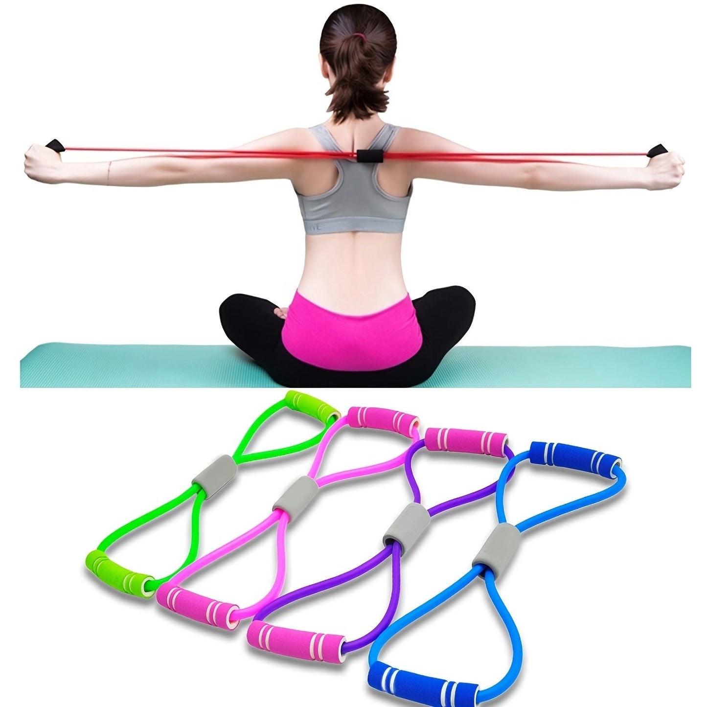 8-shaped Resistance Bands; Stretch Fitness Band; Pull Rope; Chest Arm And Shoulder Stretch Bands Exercise Equipment For Home Workout; Physical Therapy; Strength Training