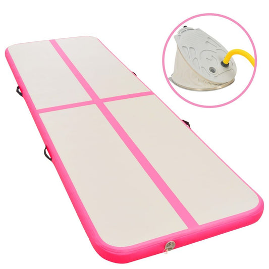 Inflatable Gymnastics Mat with Pump 196.9"x39.4"x3.9" PVC Pink