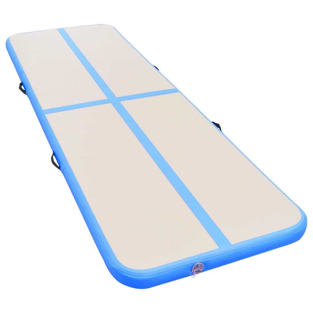 Inflatable Gymnastics Mat with Pump 196.8"x39.3"x3.9" PVC Blue